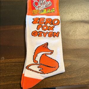 Men's Fun Orange and White Fox Socks
